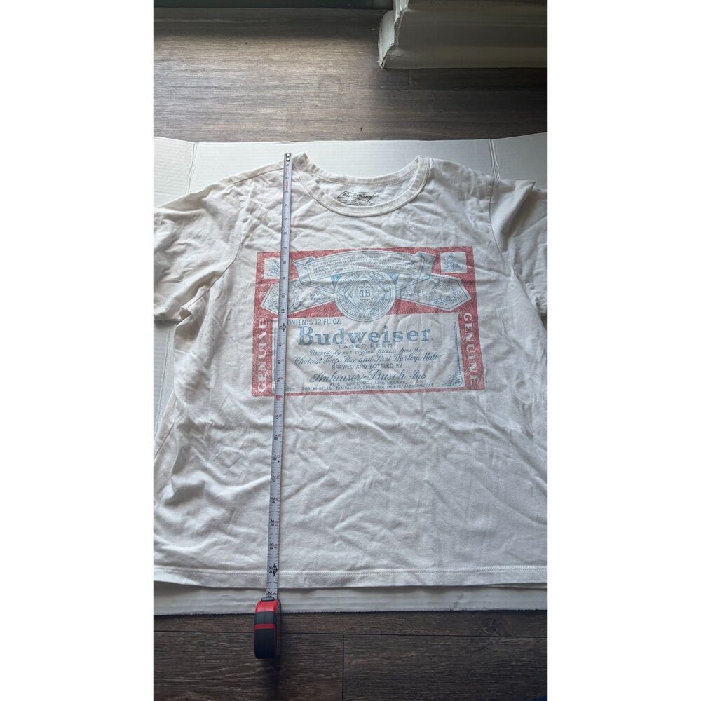 Budweiser Beer Label Graphic T-Shirt Men's XXL White Red Blue